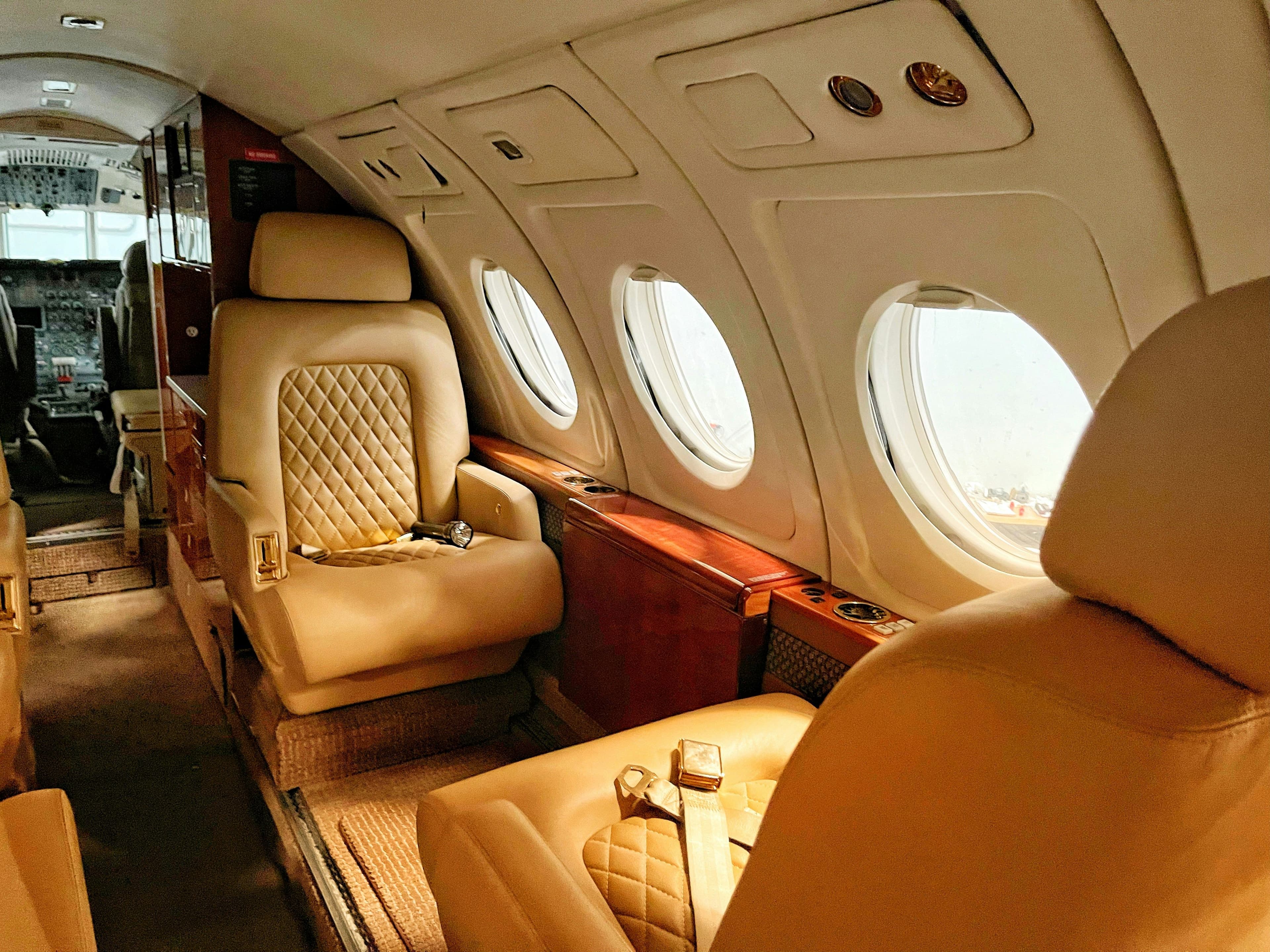 Private jet interior empty seats